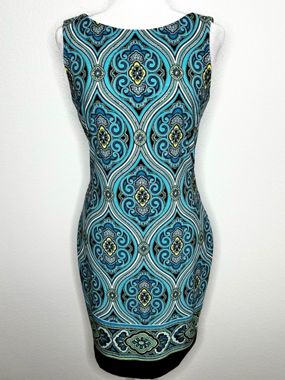 Cache Womens Blue Patterned Sleeveless Sheath Dress Size 6